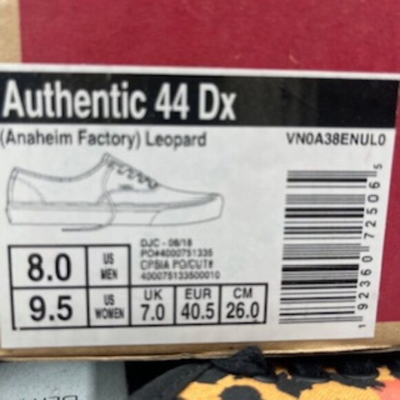 NEW Vans Authentic 44 DX Anaheim Factory Leopard Sneakers‎ Women’s Size 9.5 - Picture 7 of 7